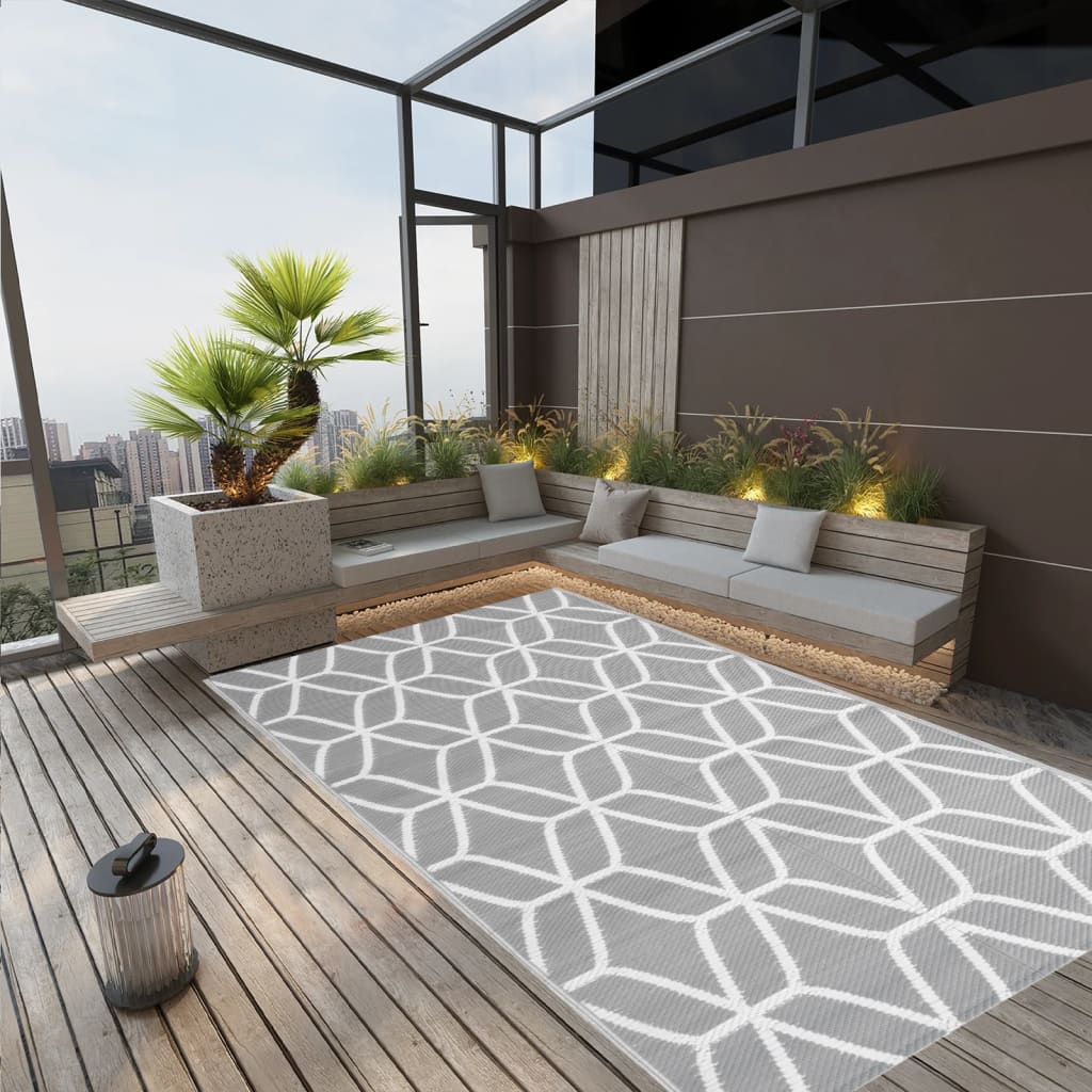 Outdoor Rug Grey 140x200 cm PP - Brittle & Co