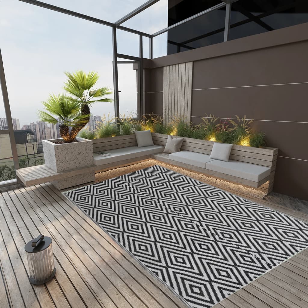 Outdoor Rug Black 140x200 cm PP - All Things Good