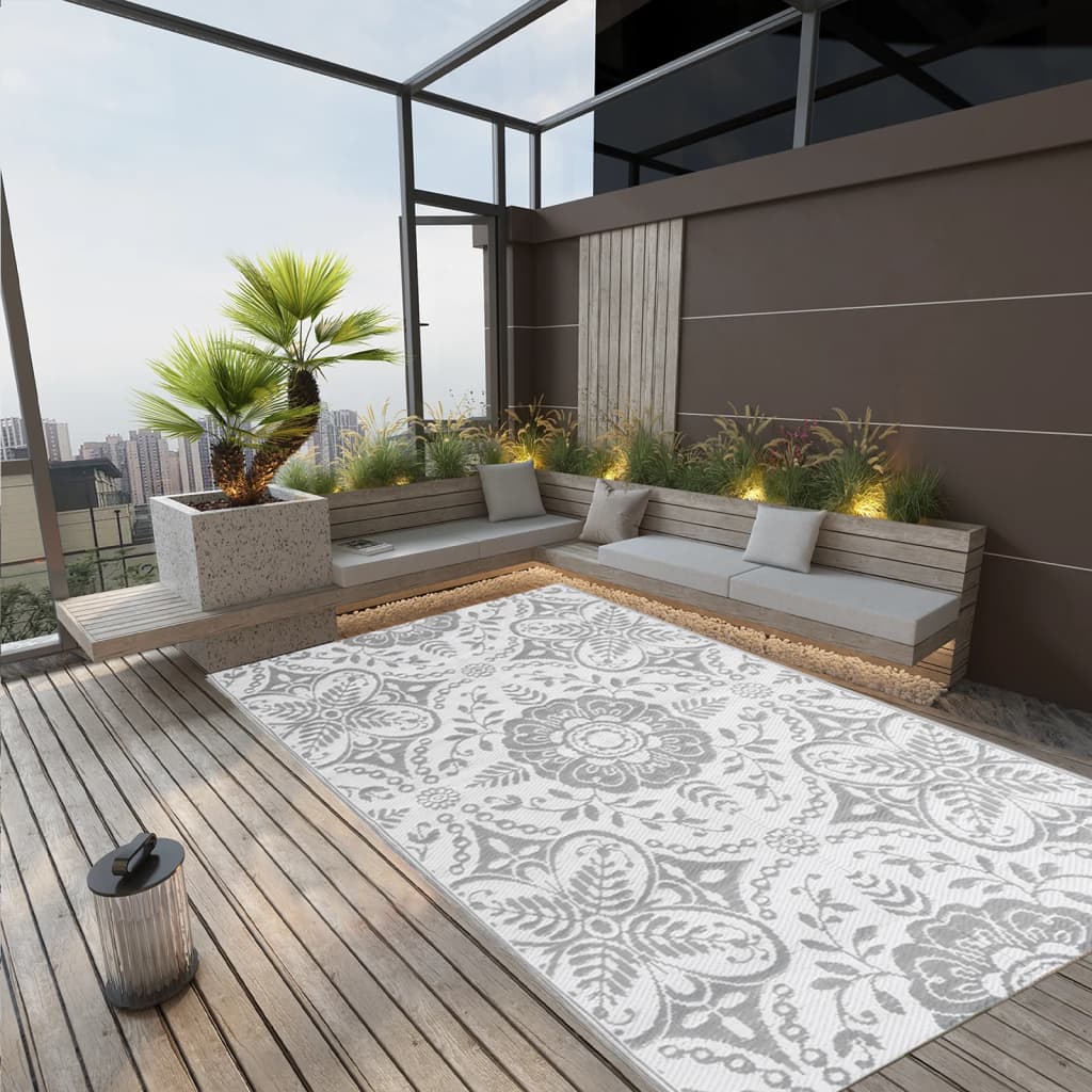 Outdoor Rug Light grey 140x200 cm PP - Brittle & Co