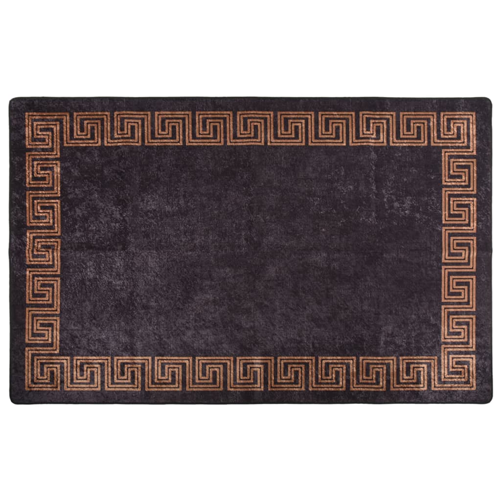 Rug Washable 80x150 cm Black and Gold Anti Slip - Unbeatable Bargains