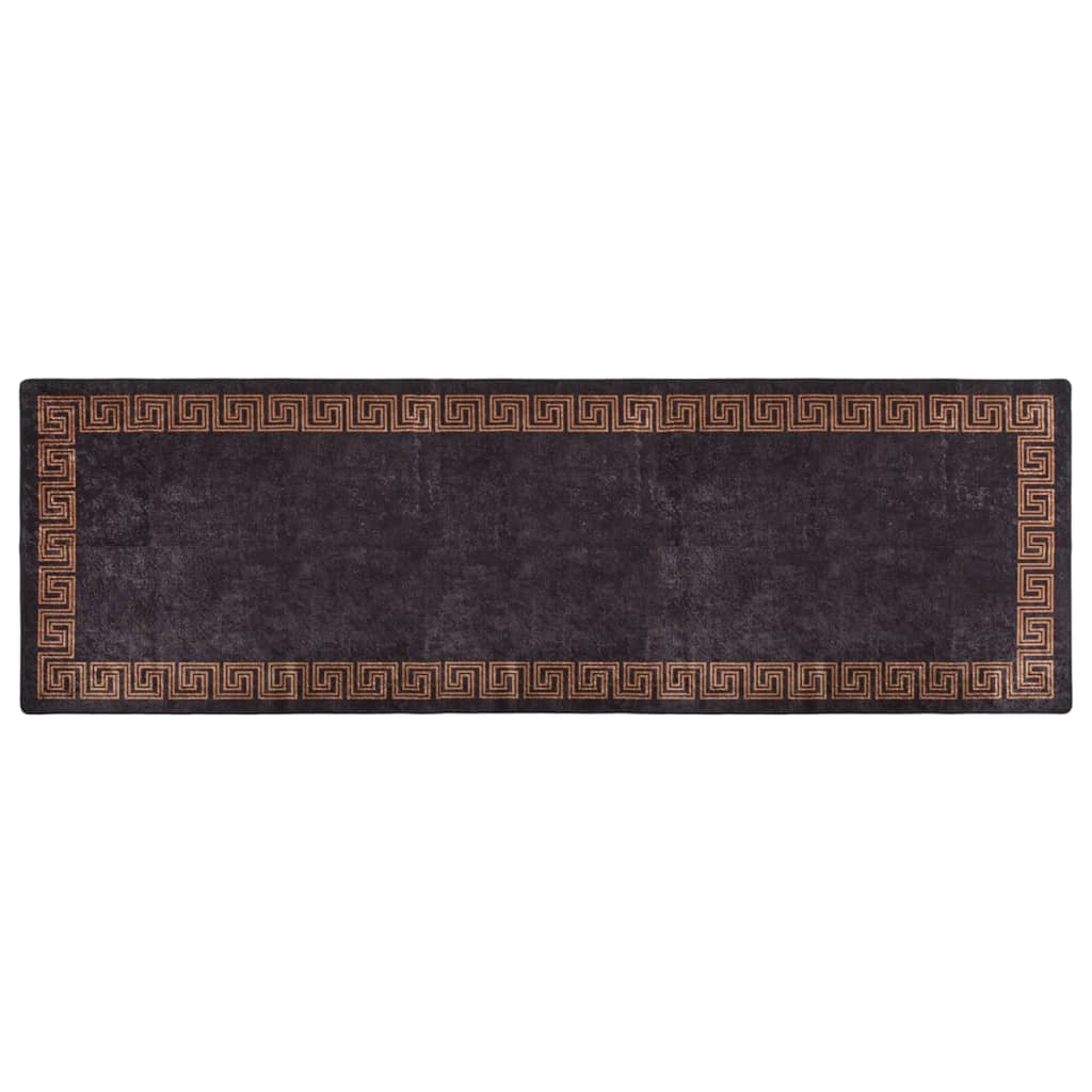 Rug Washable 80x300 cm Black and Gold Anti Slip - Tyrell & Tyrell