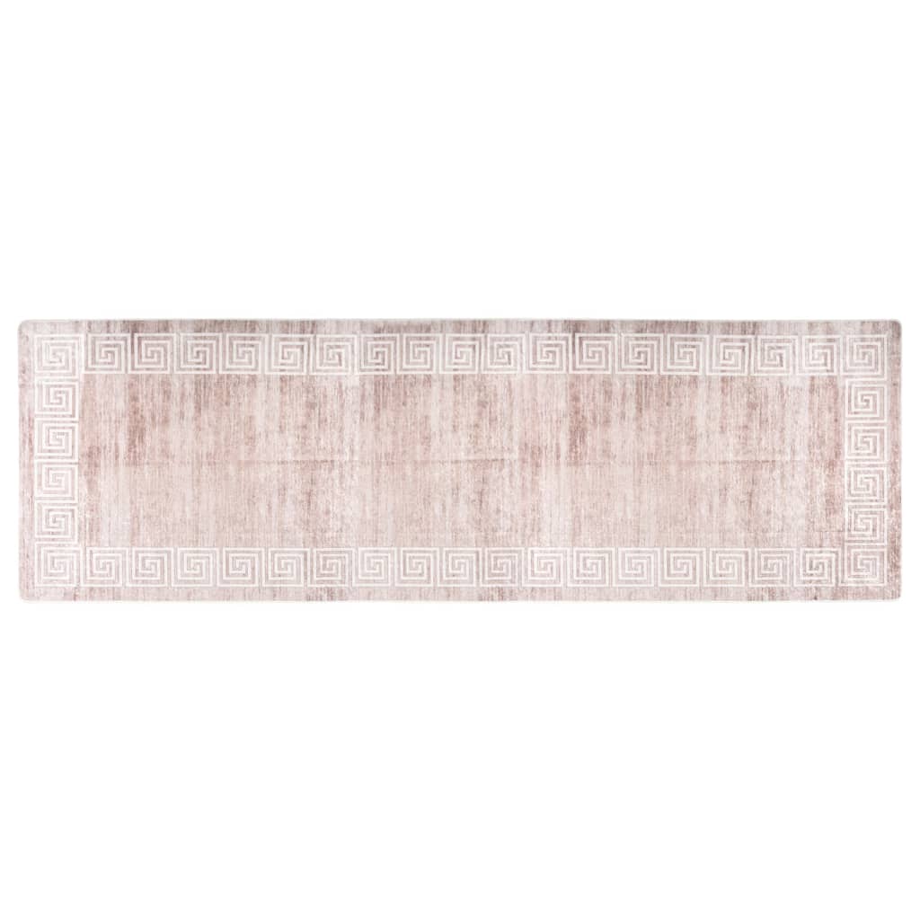 Rug Washable 80x300 cm Beige Anti Slip - Decor Base