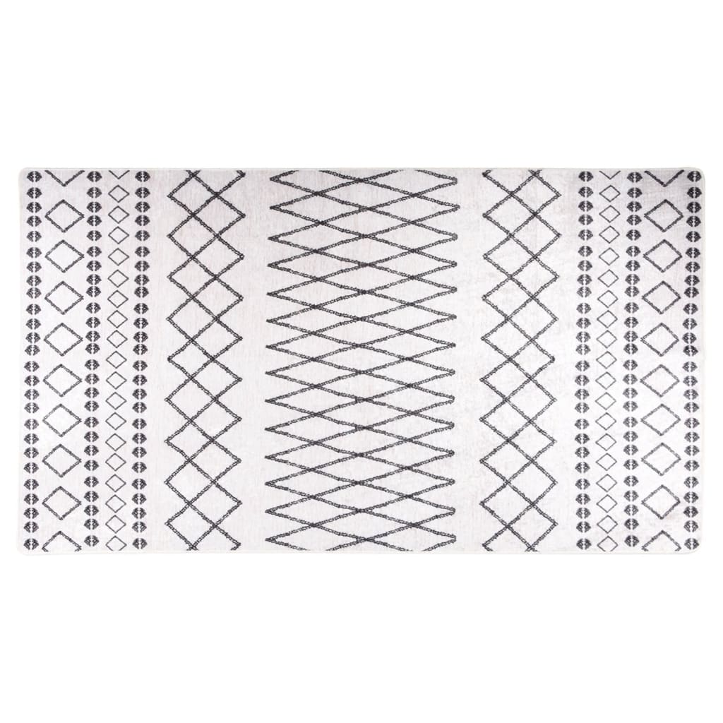 Rug Washable 190x300 cm Black and White Anti Slip - Decor Base