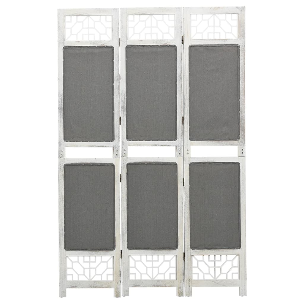 3-Panel Room Divider Grey 105x165 cm Fabric - Decor Base