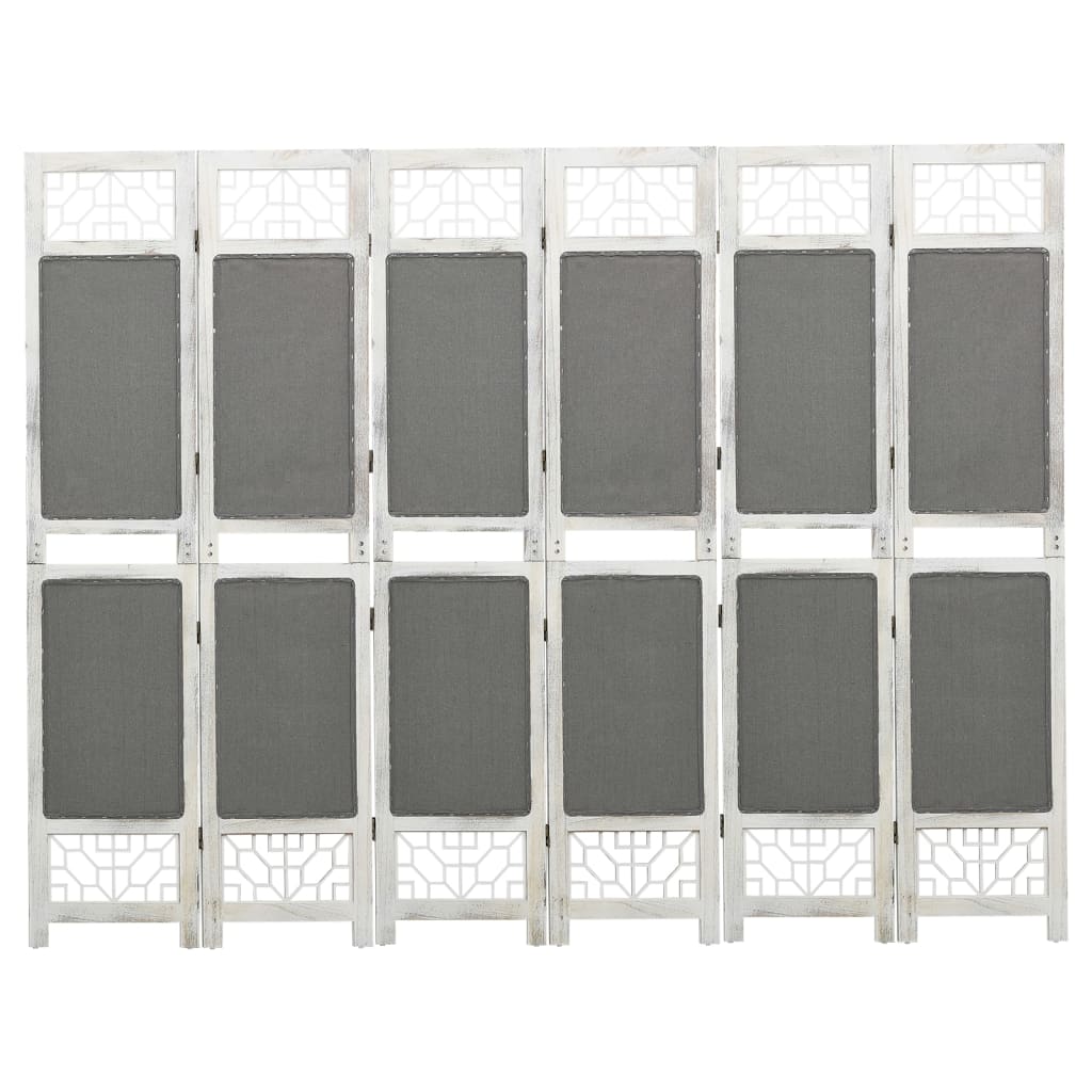 6-Panel Room Divider Grey 210x165 cm Fabric - Merlin Deals