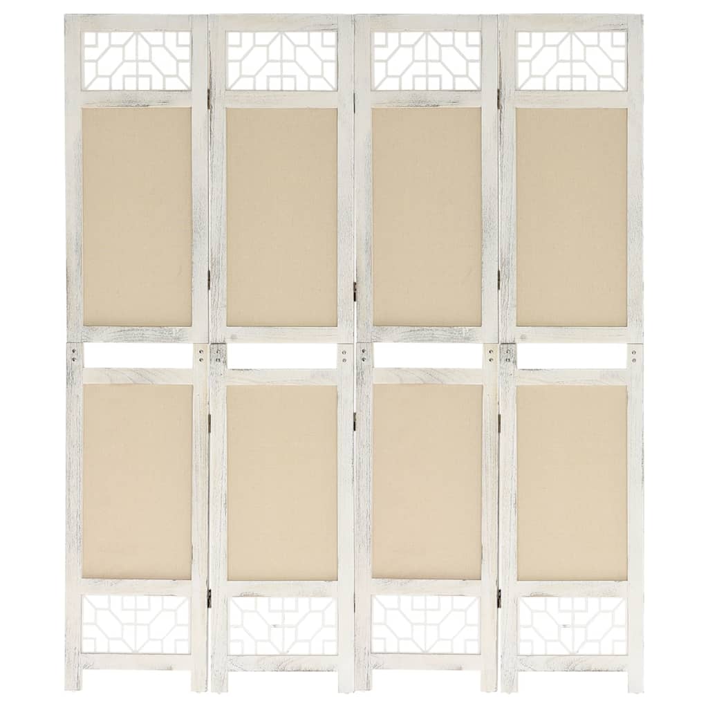 4-Panel Room Divider Cream 140x165 cm Fabric - Direct Imports