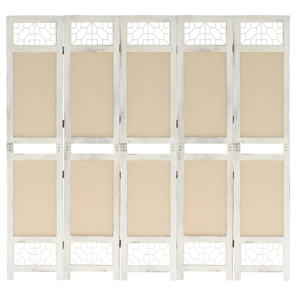 5-Panel Room Divider Cream 175x165 cm Fabric - Sid & Sam