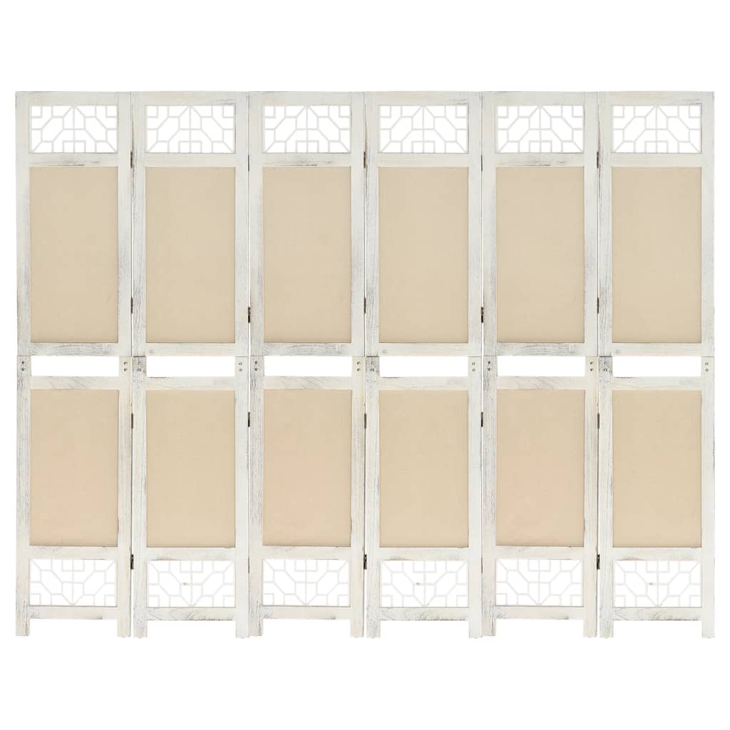 6-Panel Room Divider Cream 210x165 cm Fabric - Tyrell & Tyrell