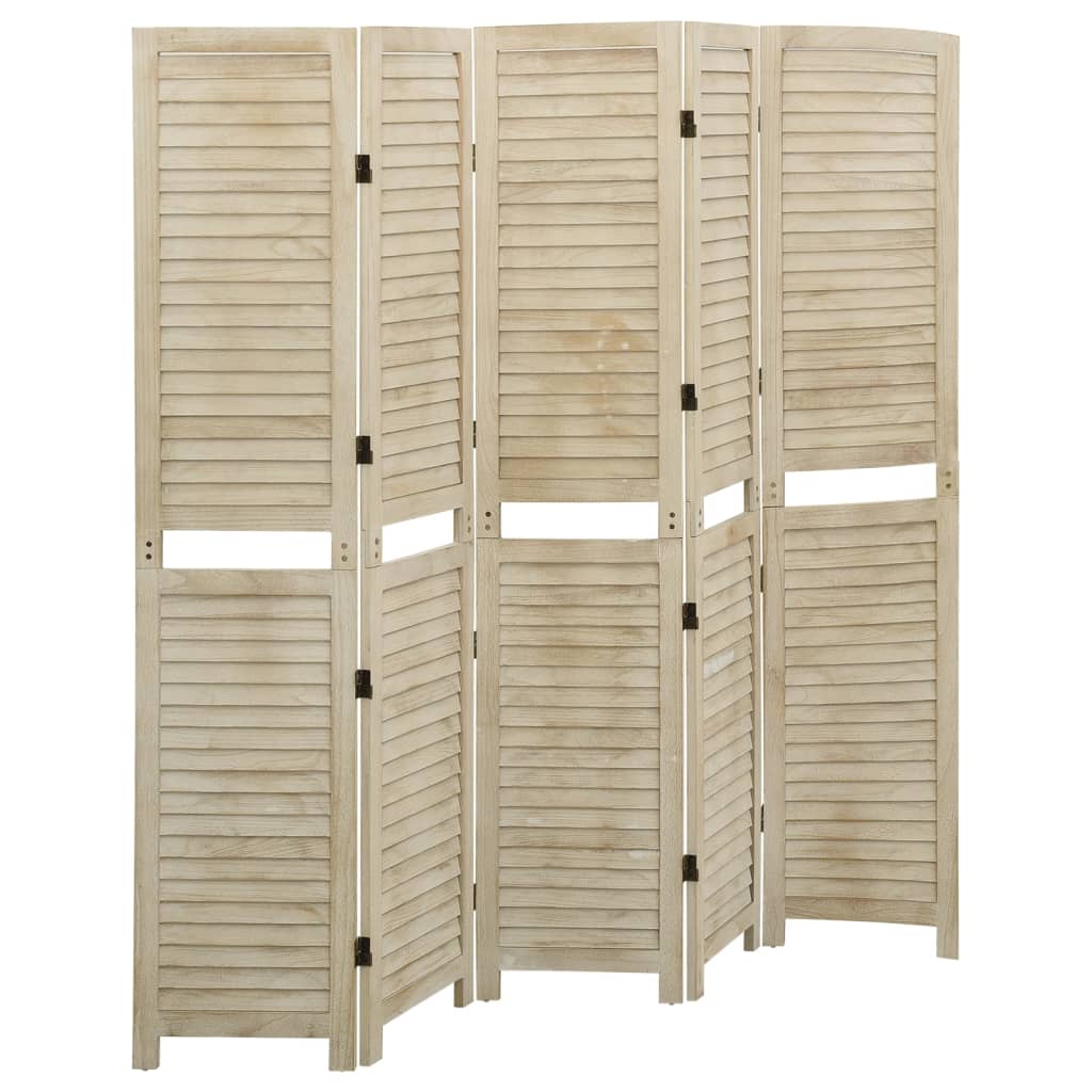 5-Panel Room Divider 175x165 cm Solid Wood Paulownia - Decor Base