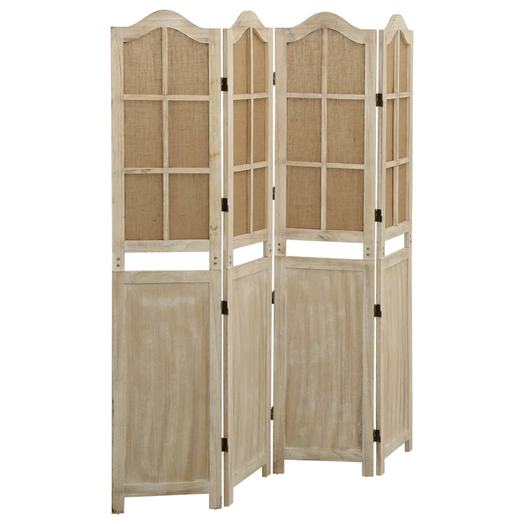 4-Panel Room Divider Brown 140x165 cm Fabric - Style and Chic