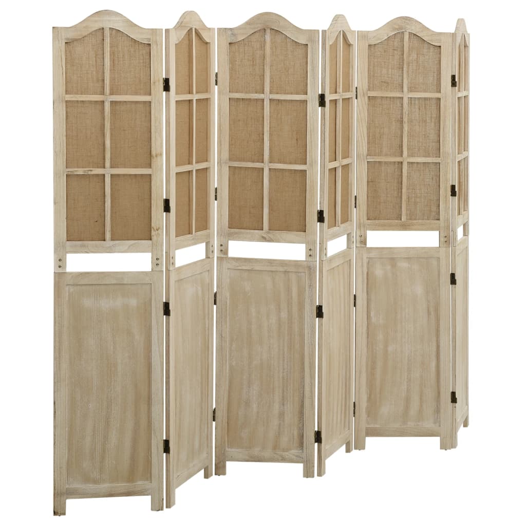 6-Panel Room Divider Brown 214x165 cm Fabric - Style and Chic
