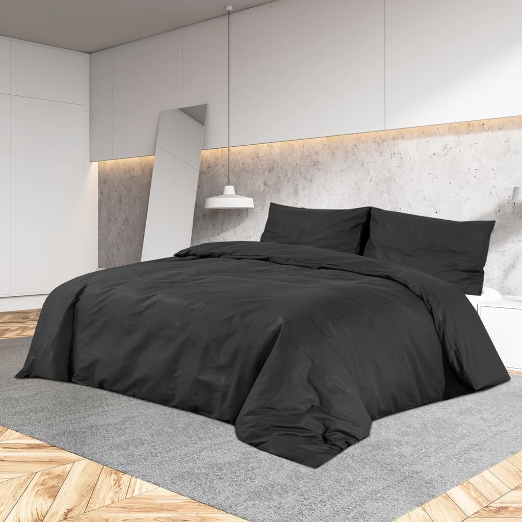 Duvet Cover Set Black 135x200 cm Light-weight Microfiber - Decor Base