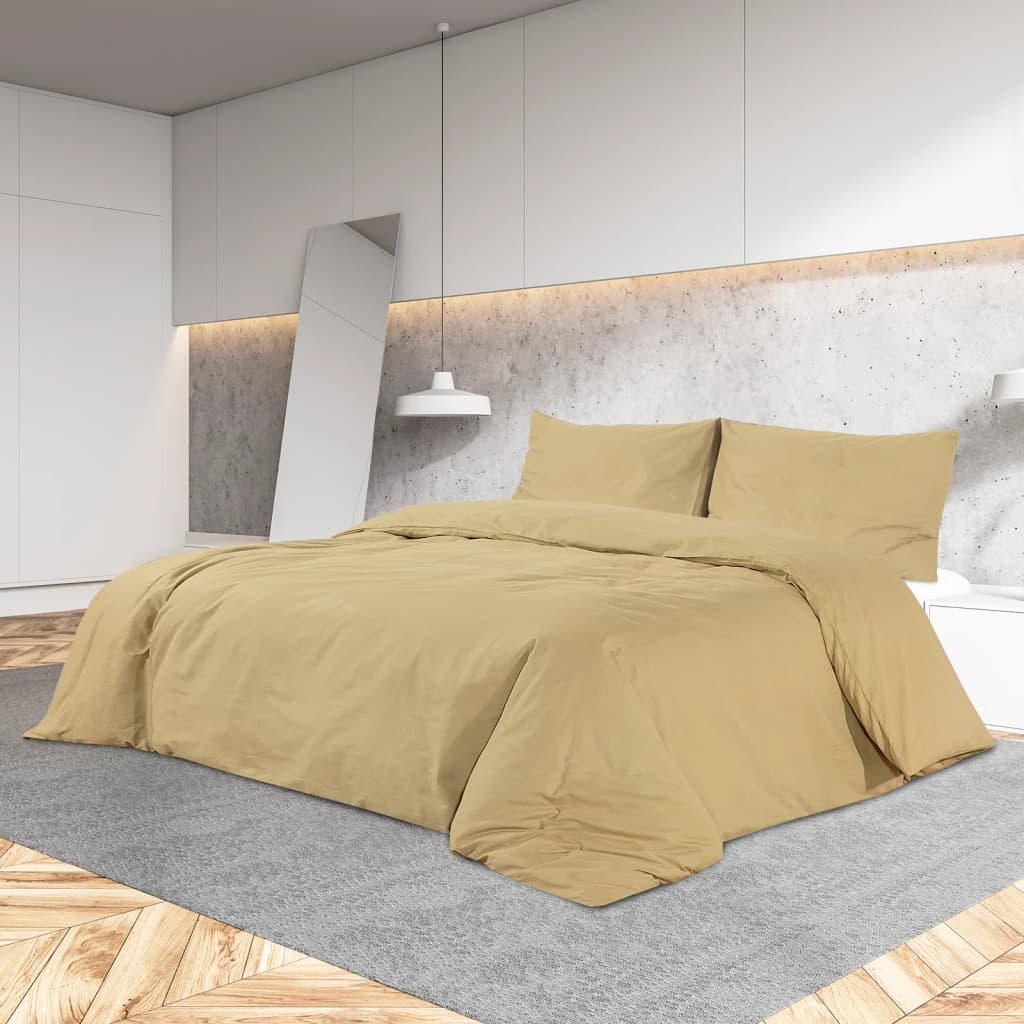 Duvet Cover Set Taupe 240x220cm Light-weight Microfiber - Casper Homes
