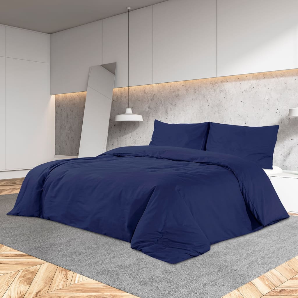 Duvet Cover Set Navy Blue 140x200 cm Light-weight Microfiber - All Things Good