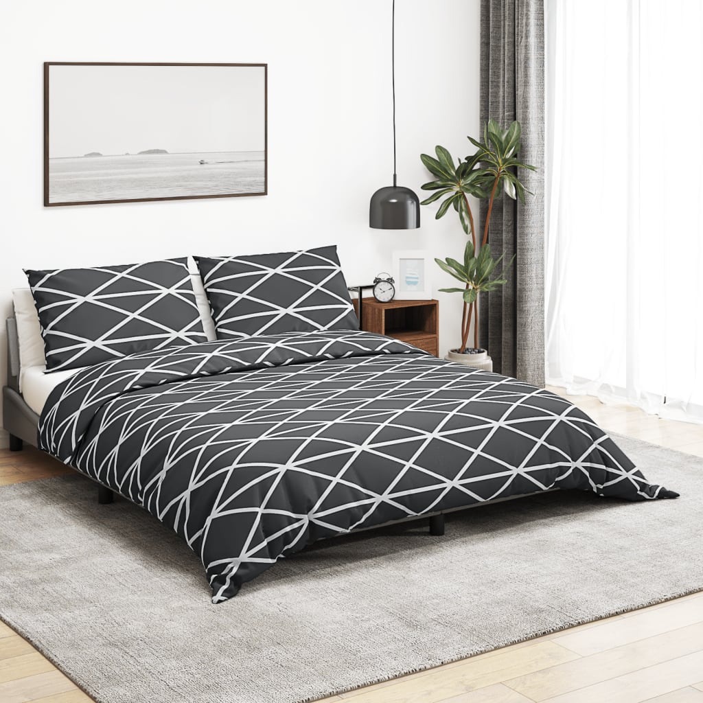 Duvet Cover Set Grey 135x200 cm Cotton - Decor Base