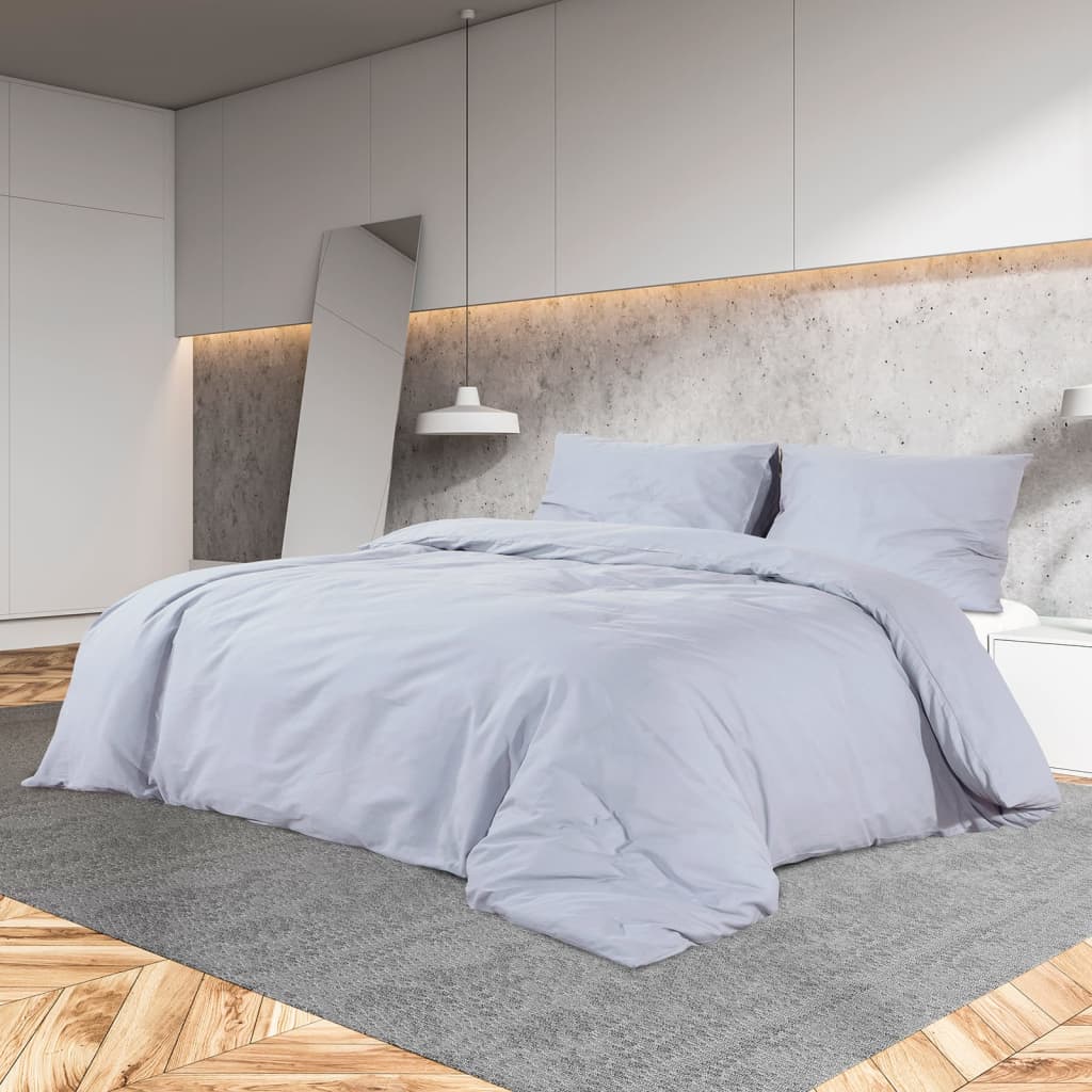 Duvet Cover Set Grey 135x200 cm Cotton - Decor Base