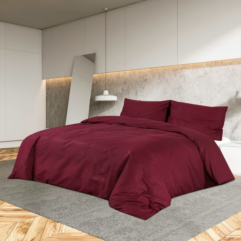 Duvet Cover Set Bordeaux 200x200 cm Cotton - Direct Imports