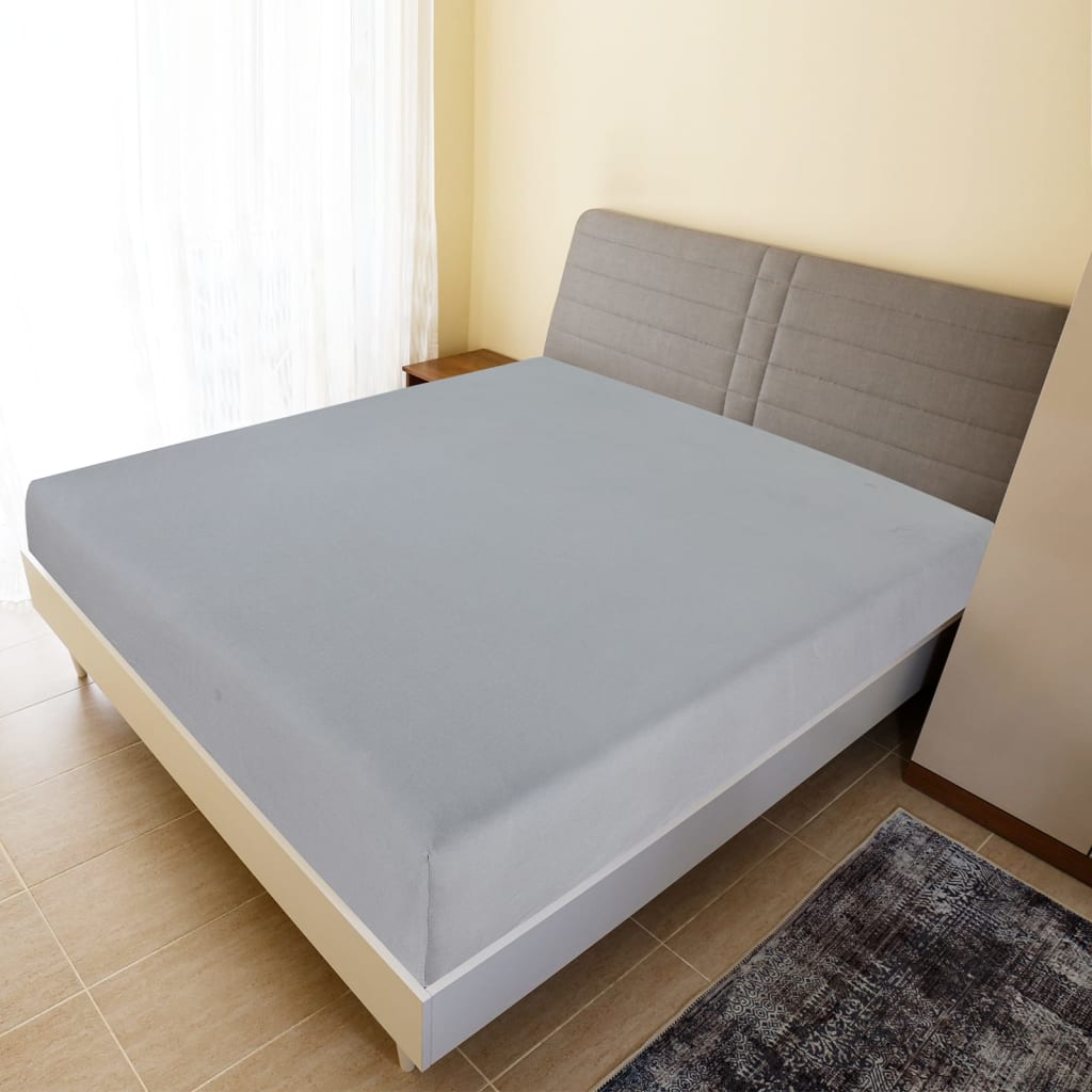 Jersey Fitted Sheet Grey 180x200 cm Cotton - Casper Homes