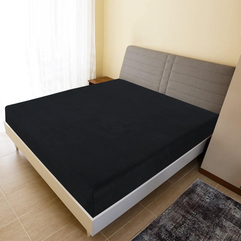Jersey Fitted Sheet Black 100x200 cm Cotton - Decor Base