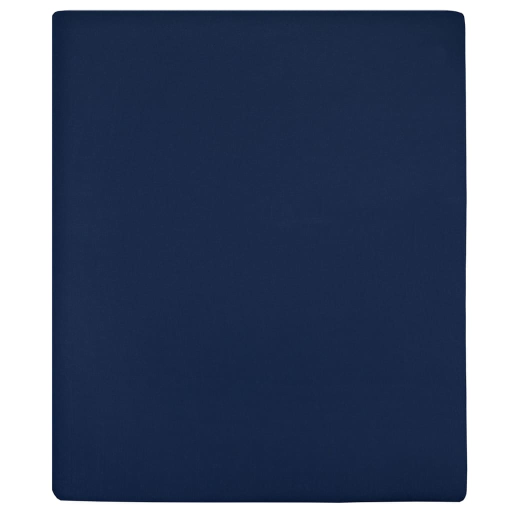 Jersey Fitted Sheet Navy Blue 90x200 cm Cotton - Merlin Deals