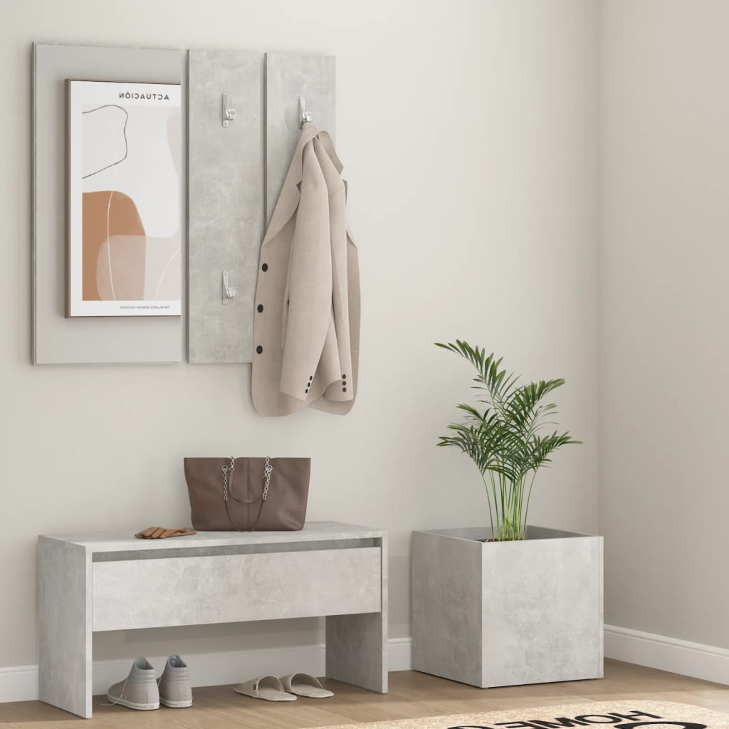 Hallway Furniture Set Concrete Grey Engineered Wood - Baoli - The Home Maker