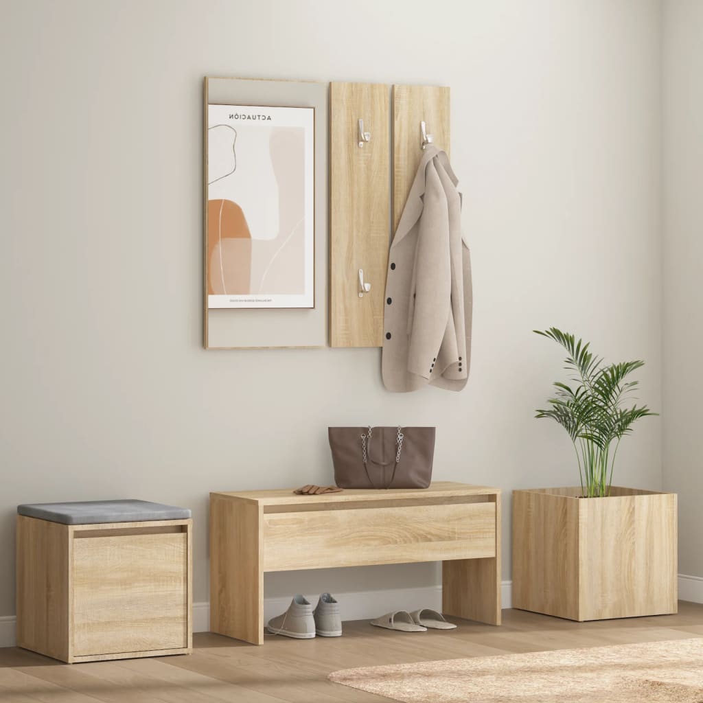 Hallway Furniture Set Sonoma Oak Engineered Wood - Lauxe - Style and Chic