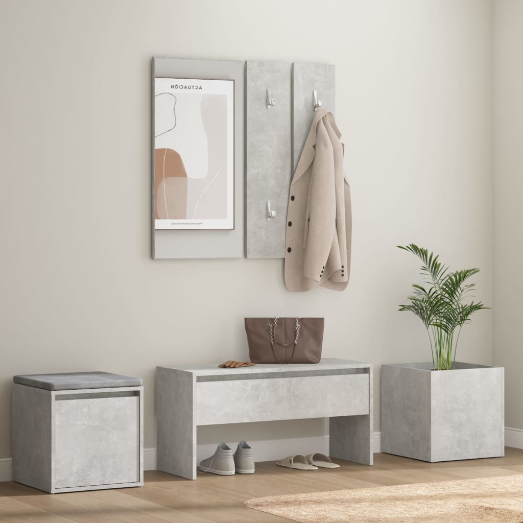 Hallway Furniture Set Concrete Grey Engineered Wood - Aven - All Things Good