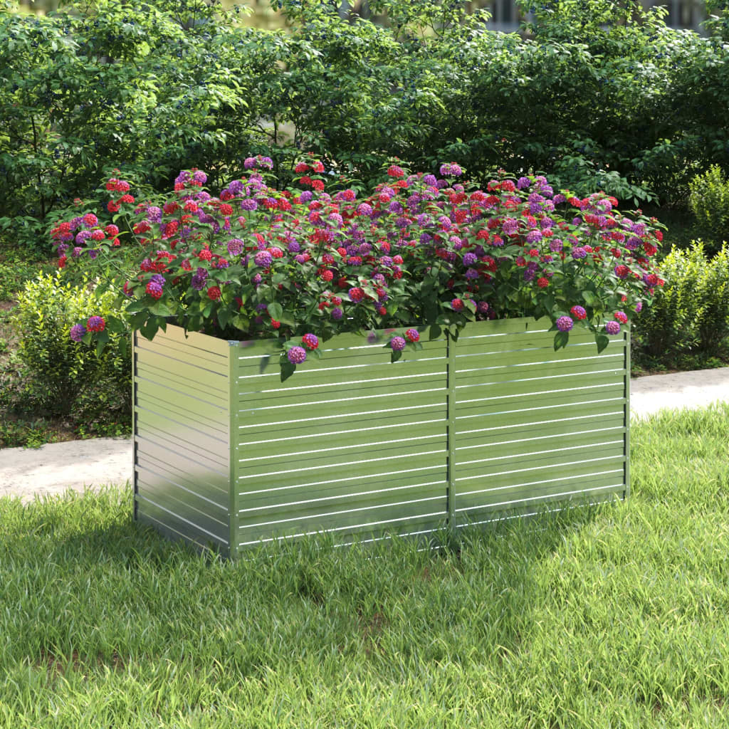Garden Raised Bed 160x80x77 cm Galvanized Steel Silver - Decor Base