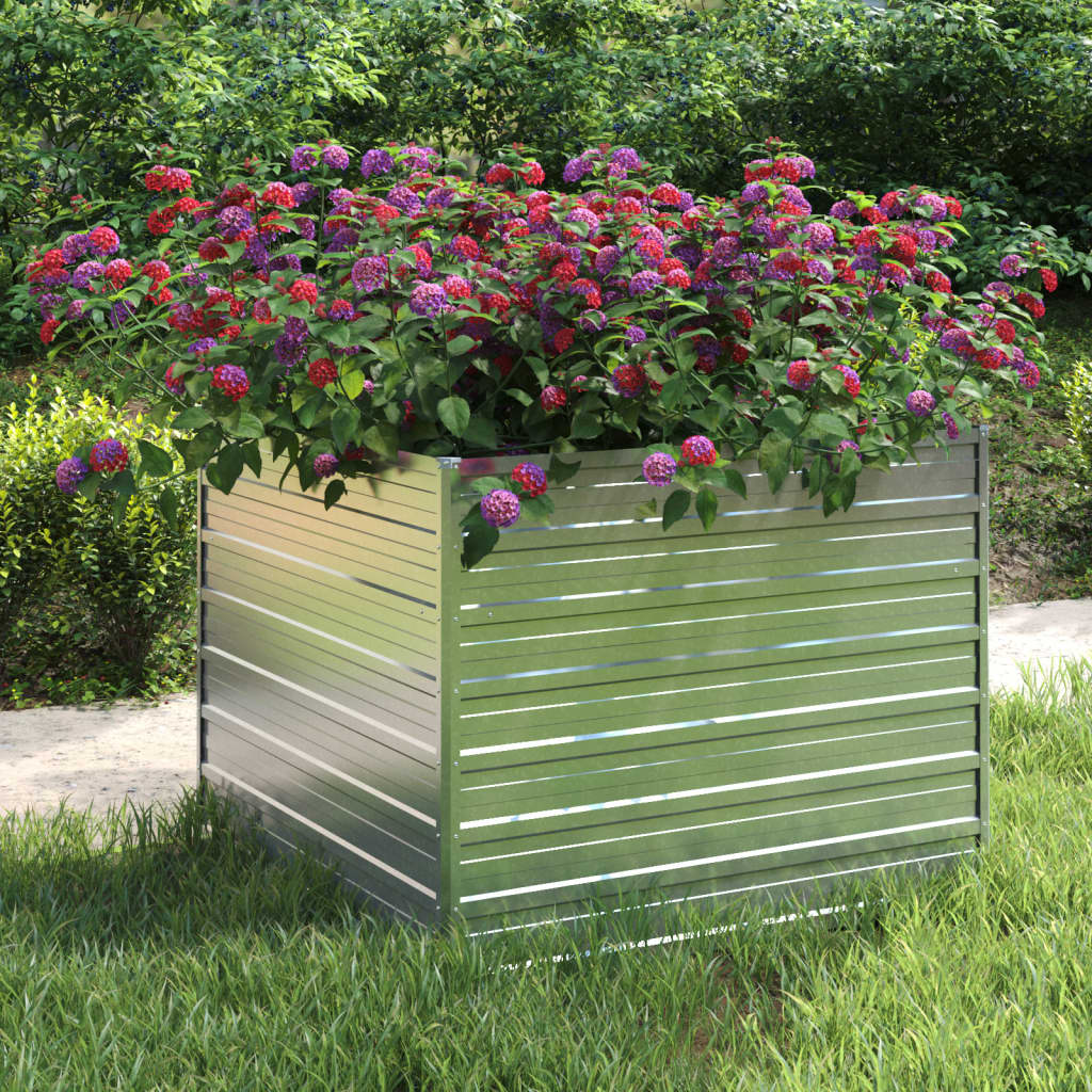 Garden Raised Bed 100x100x77 cm Galvanized Steel Silver - Unbeatable Bargains