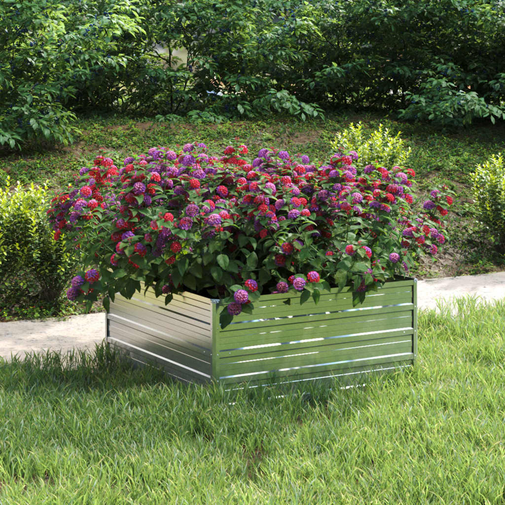 Garden Raised Bed 100x100x45 cm Galvanized Steel Silver - Discount Dealers