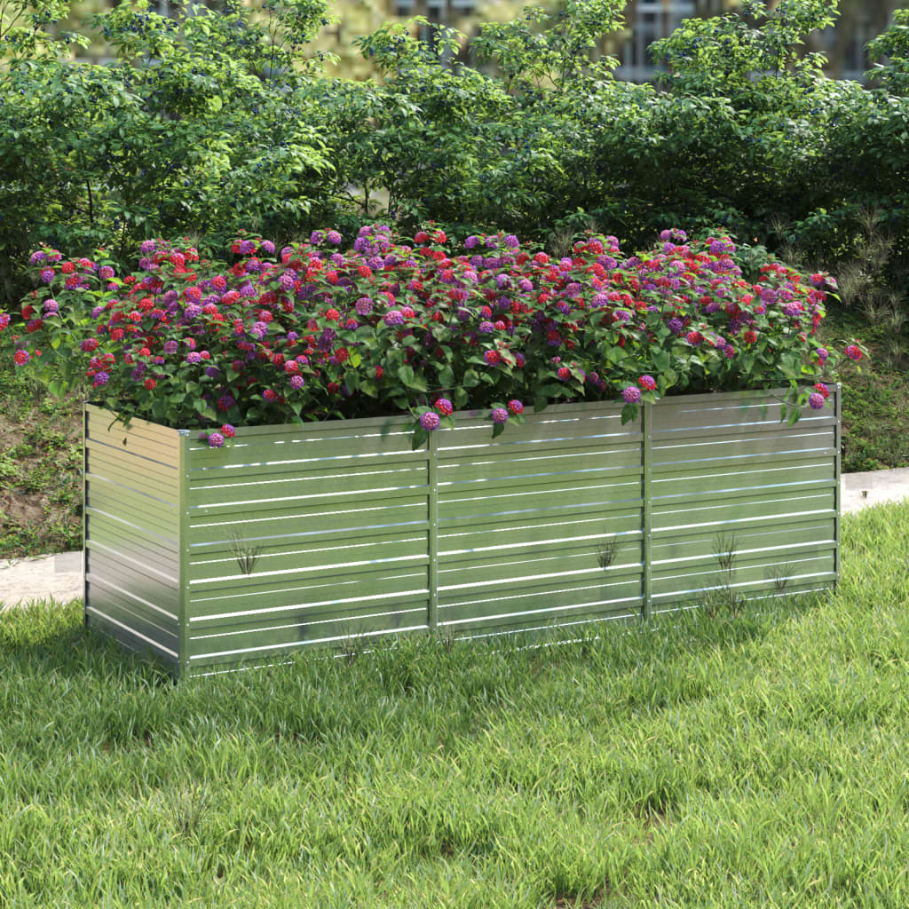 Garden Raised Bed 240x80x77 cm Galvanized Steel Silver - R and M Furniture