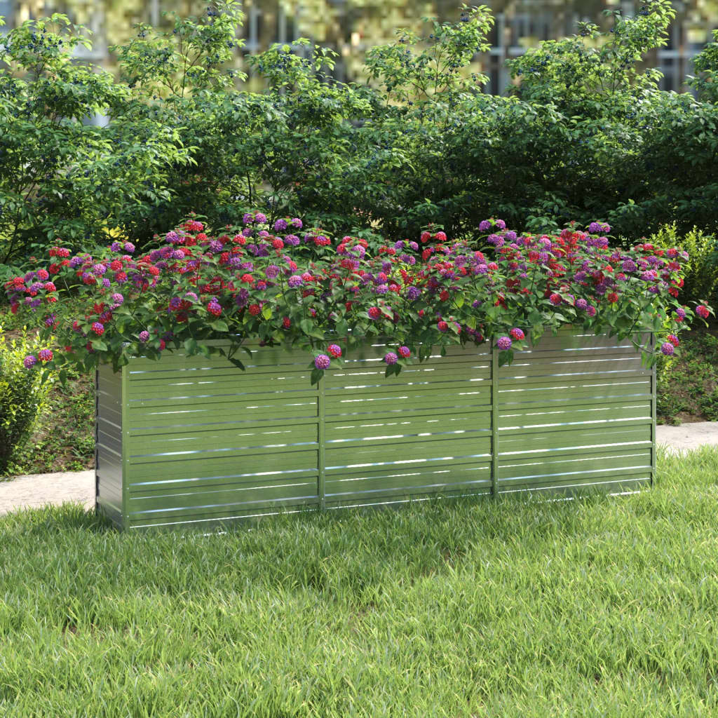 Garden Raised Bed 240x40x77 cm Galvanized Steel Silver - Design Hut