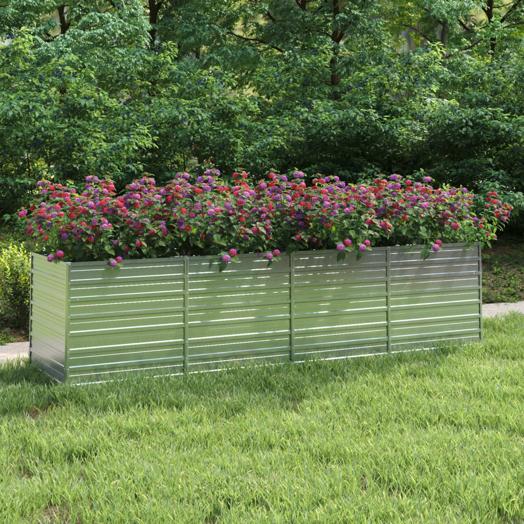 Garden Raised Bed 320x80x77 cm Galvanized Steel Silver - Millennium Furniture