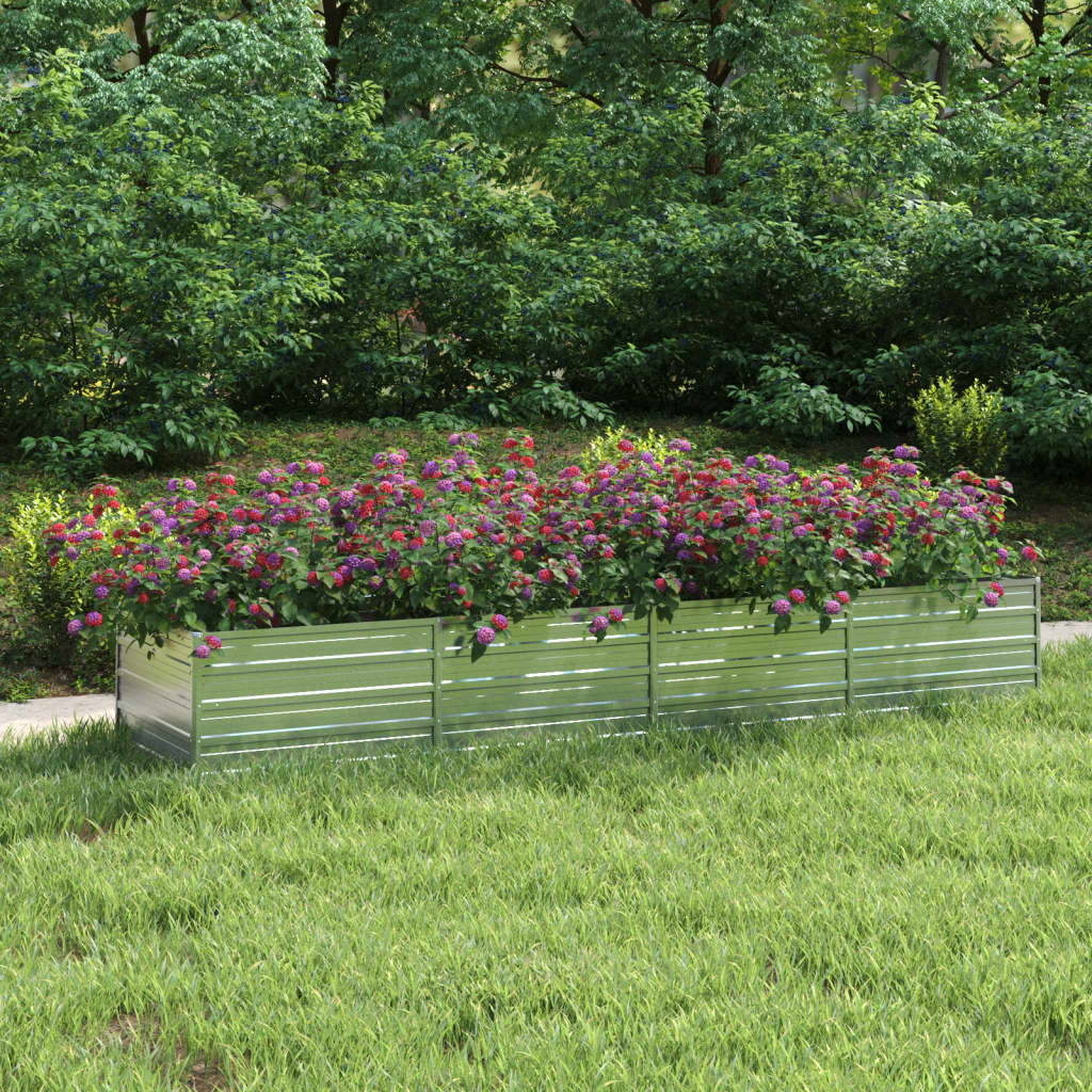Garden Raised Bed 320x80x45 cm Galvanized Steel Silver - R and M Furniture