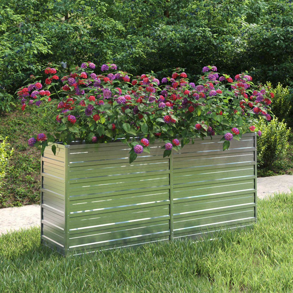 Garden Raised Bed 160x40x77 cm Galvanized Steel Silver - Decor Base