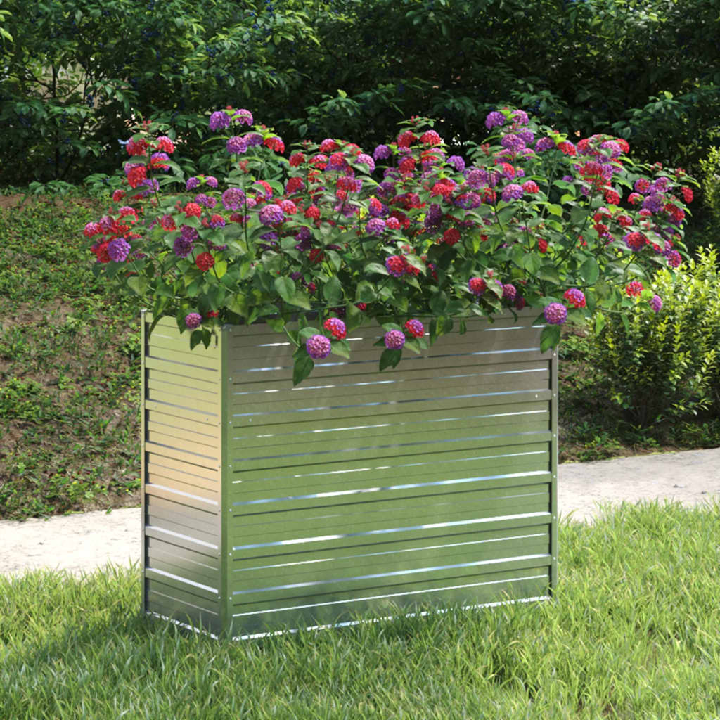 Garden Raised Bed 100x40x77 cm Galvanized Steel Silver - Decor Base