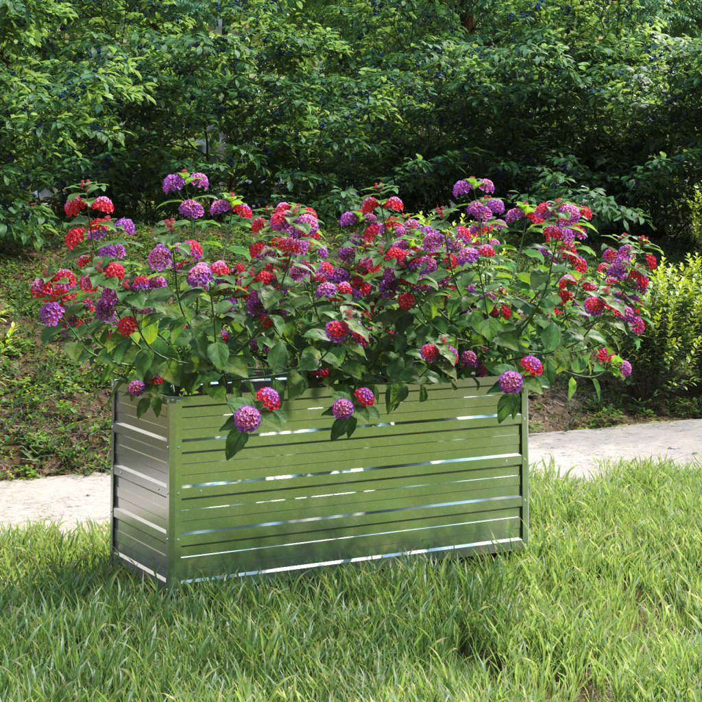 Garden Raised Bed 100x40x45 cm Galvanized Steel Silver - Sid & Sam