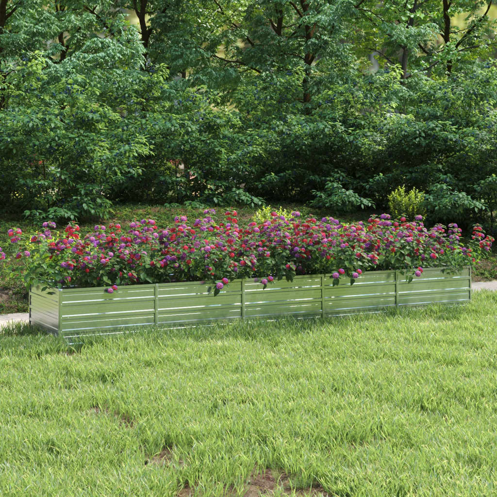 Garden Raised Bed 400x80x45 cm Galvanized Steel Silver - All Things Good