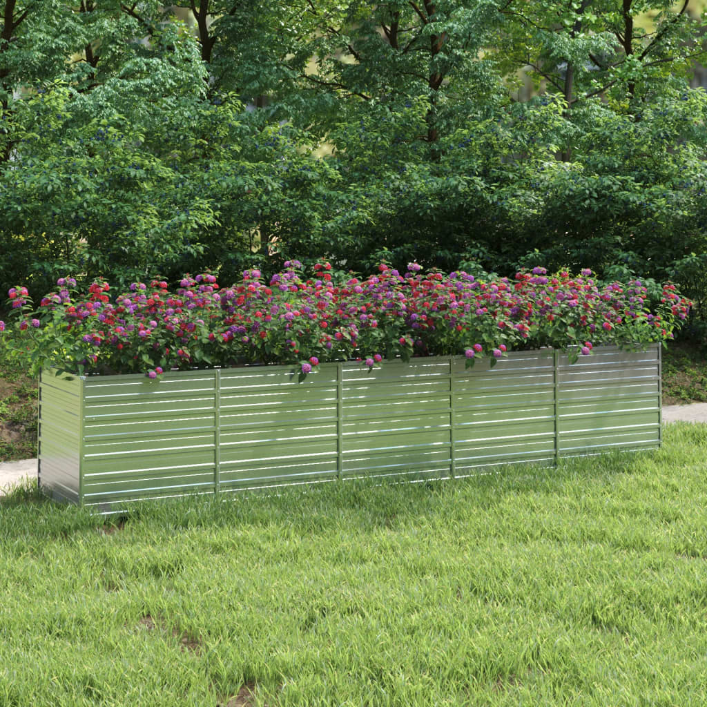 Garden Raised Bed 400x80x77 cm Galvanized Steel Silver - Casper Homes