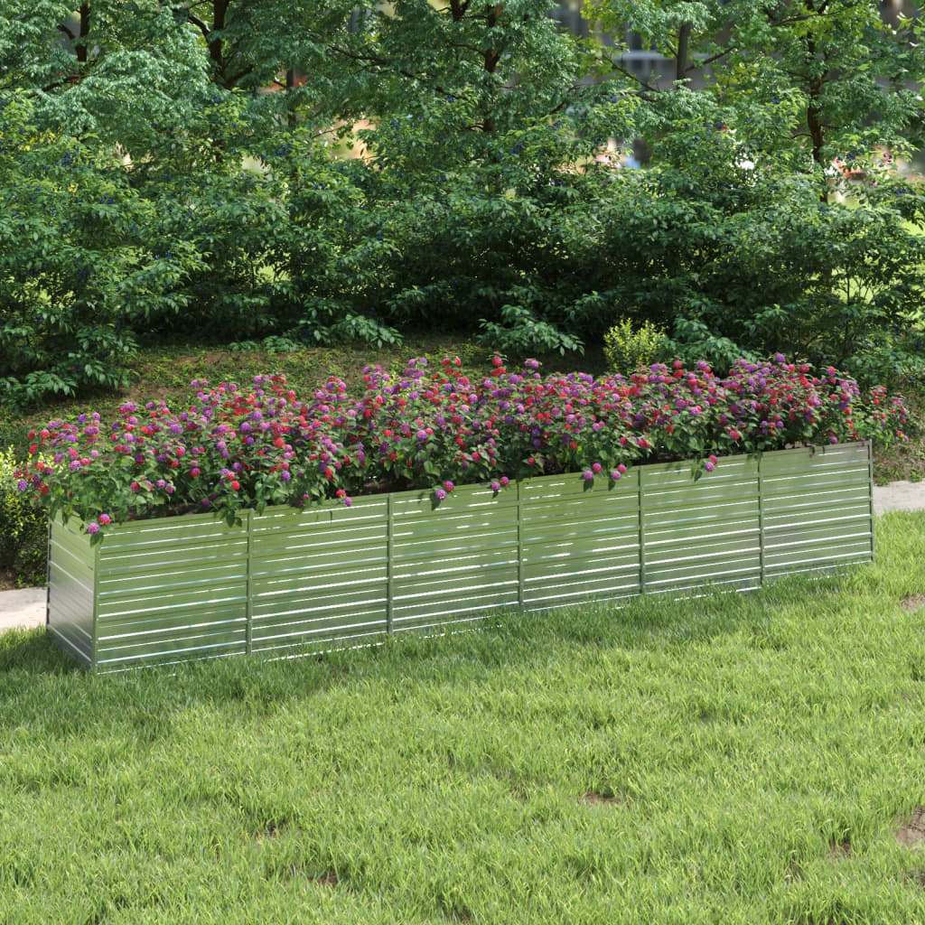 Garden Raised Bed 480x80x77 cm Galvanized Steel Silver - Casper Homes