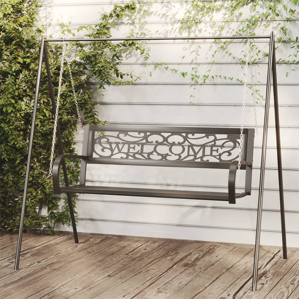 Garden Swing Bench 125 cm Steel and Plastic Black - Brittle & Co