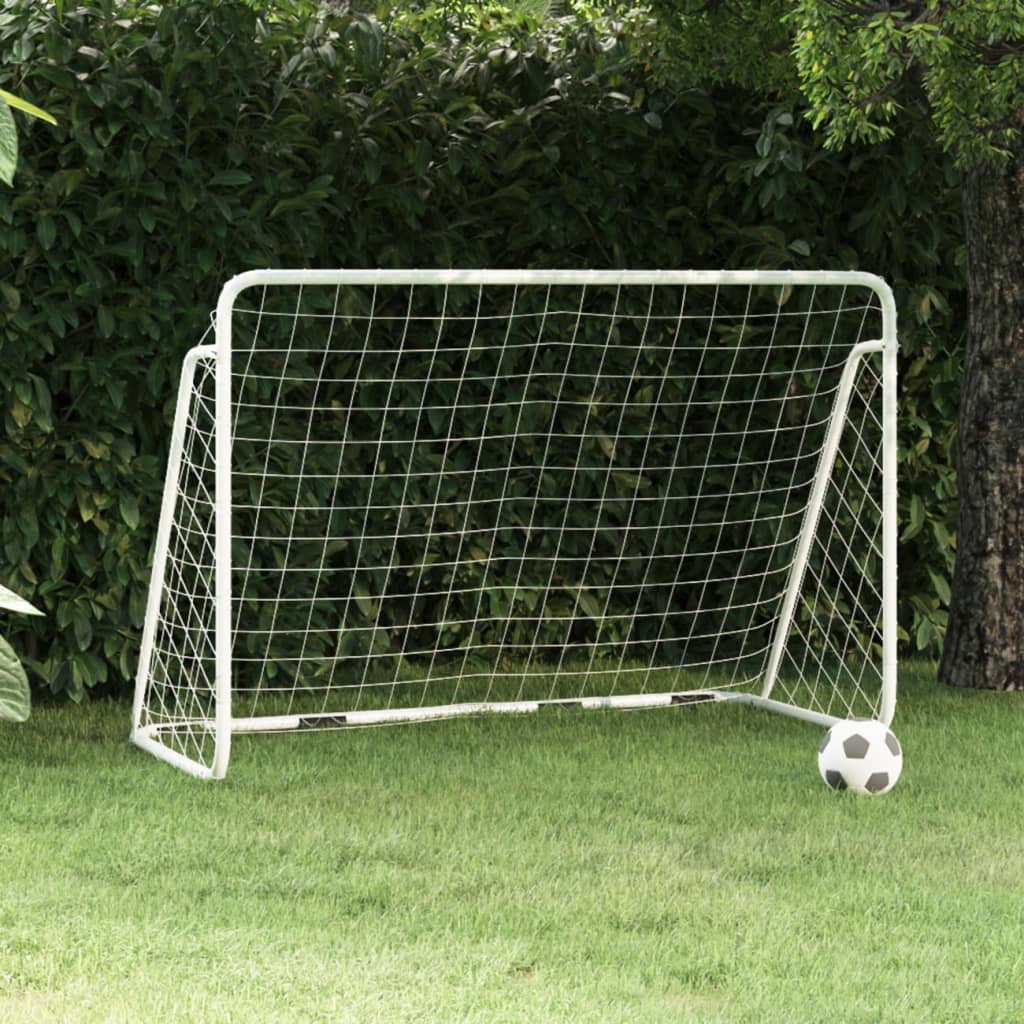 Football Goal with Net White 180x90x120 cm Steel - The Home Maker