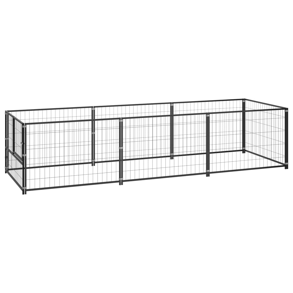 Dog Kennel Black 3 m2 Steel - Millennium Furniture