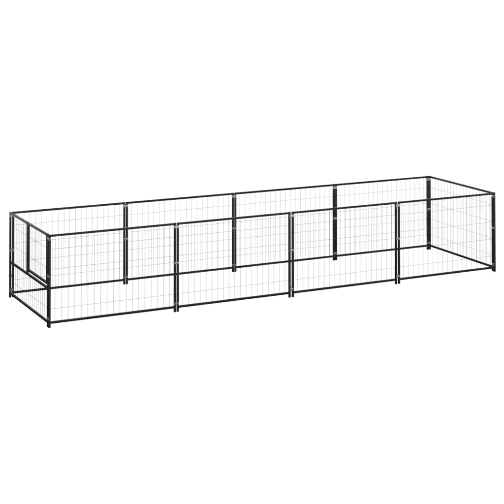 Dog Kennel Black 4 m2 Steel - Merlin Deals