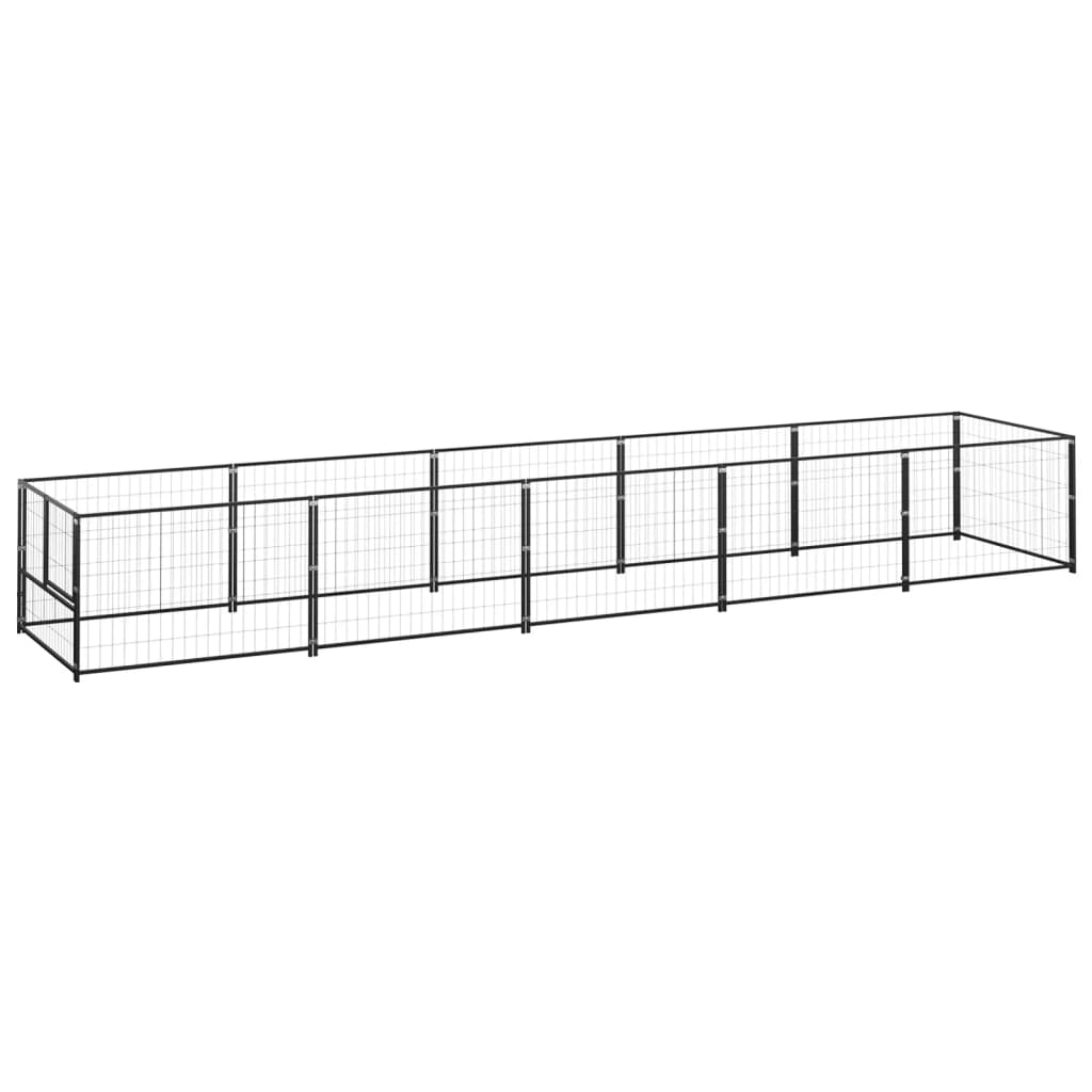 Dog Kennel Black 5 m2 Steel - Brittle & Co