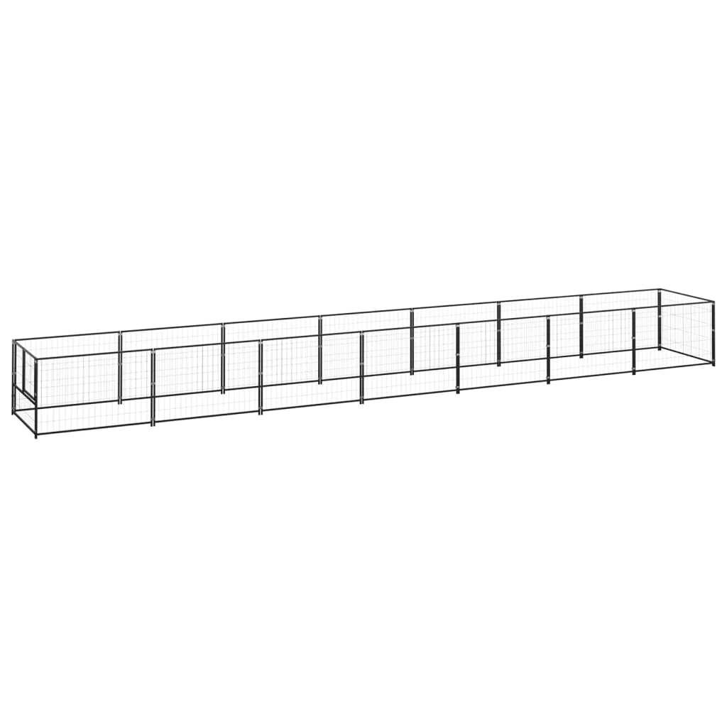 Dog Kennel Black 7 m2 Steel - Tyrell & Tyrell