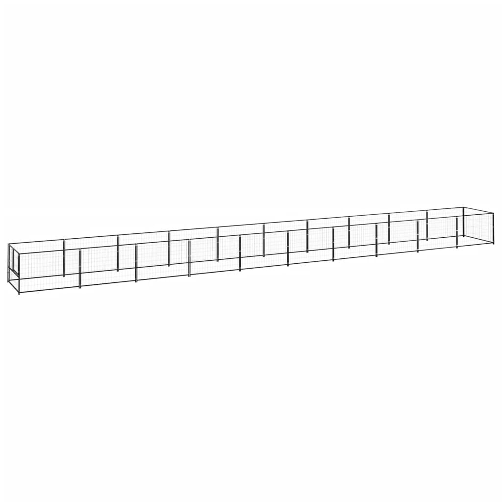 Dog Kennel Black 10 m2 Steel - Millennium Furniture