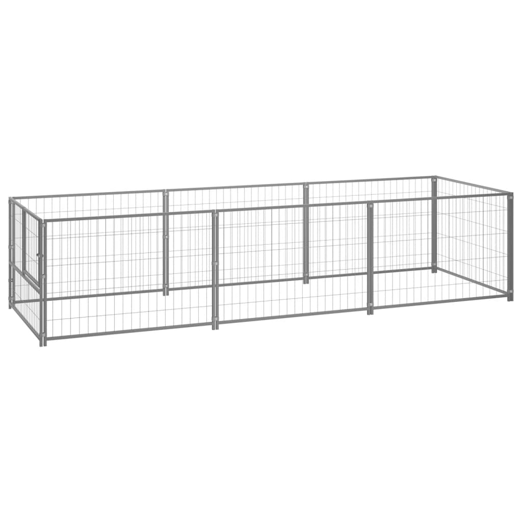 Dog Kennel Silver 3 m2 Steel - Discount Dealers