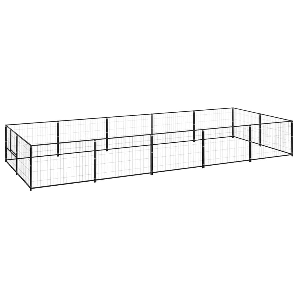 Dog Kennel Black 10 m2 Steel - Tyrell & Tyrell