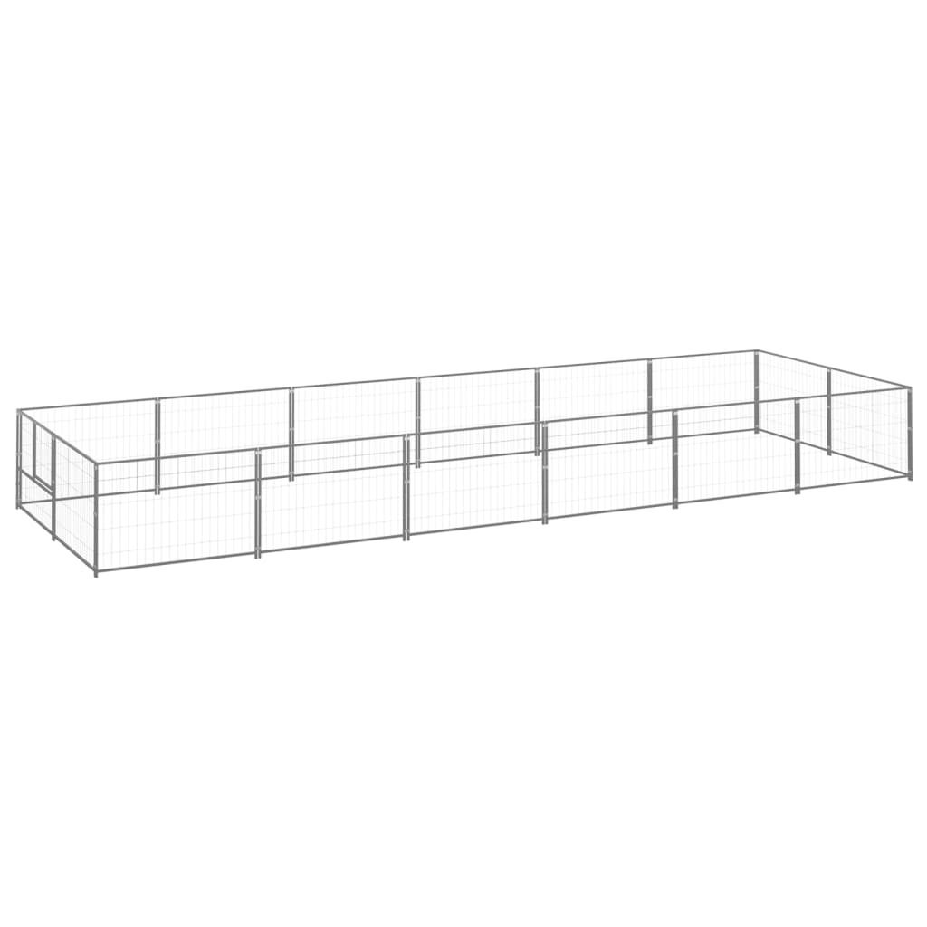 Dog Kennel Silver 12 m2 Steel - Casper Homes